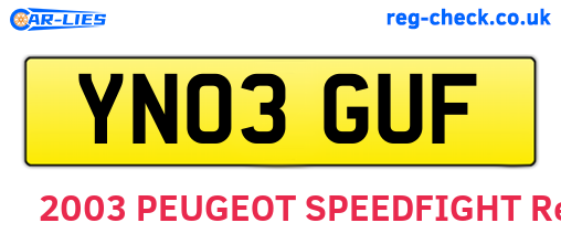 YN03GUF are the vehicle registration plates.