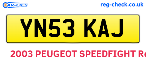YN53KAJ are the vehicle registration plates.