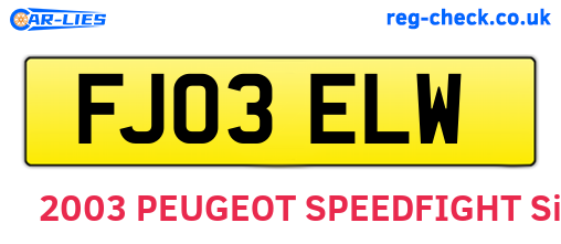 FJ03ELW are the vehicle registration plates.