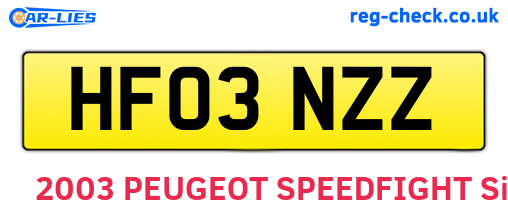 HF03NZZ are the vehicle registration plates.