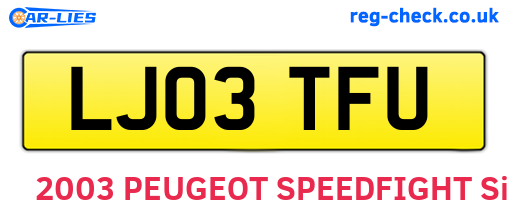 LJ03TFU are the vehicle registration plates.