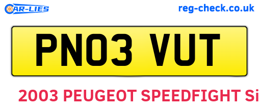 PN03VUT are the vehicle registration plates.