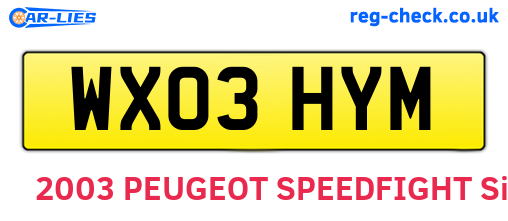 WX03HYM are the vehicle registration plates.