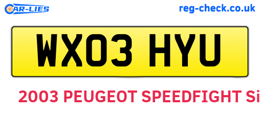 WX03HYU are the vehicle registration plates.