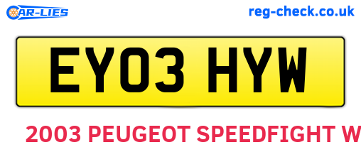 EY03HYW are the vehicle registration plates.