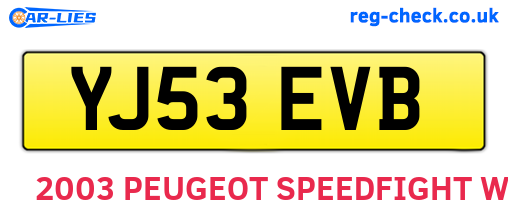 YJ53EVB are the vehicle registration plates.