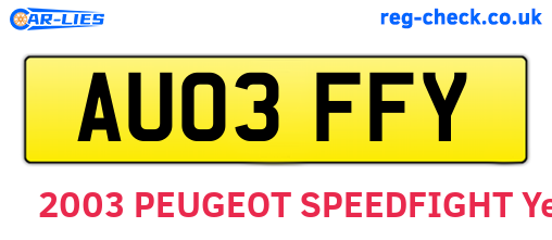 AU03FFY are the vehicle registration plates.