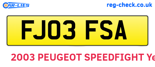FJ03FSA are the vehicle registration plates.