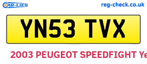 YN53TVX are the vehicle registration plates.