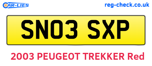 SN03SXP are the vehicle registration plates.