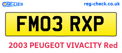 FM03RXP are the vehicle registration plates.