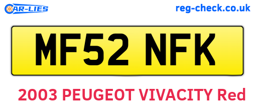 MF52NFK are the vehicle registration plates.