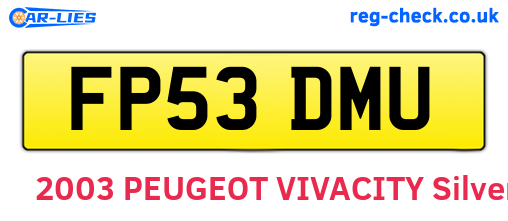 FP53DMU are the vehicle registration plates.