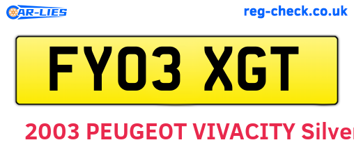 FY03XGT are the vehicle registration plates.