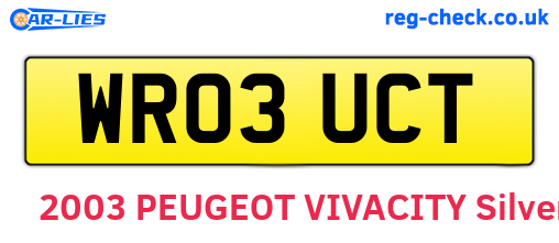 WR03UCT are the vehicle registration plates.
