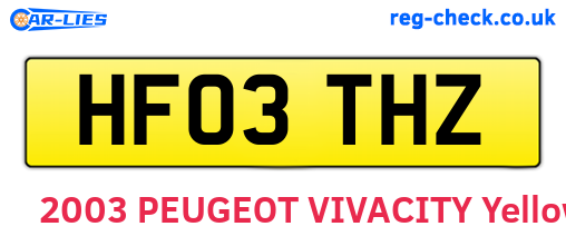 HF03THZ are the vehicle registration plates.