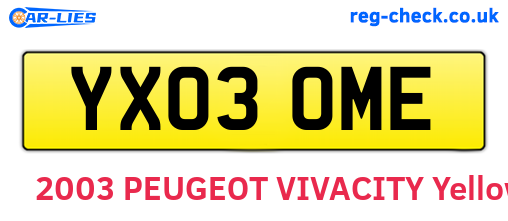 YX03OME are the vehicle registration plates.