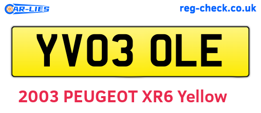 YV03OLE are the vehicle registration plates.