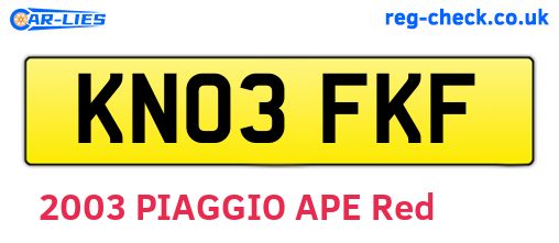 KN03FKF are the vehicle registration plates.
