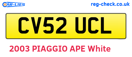 CV52UCL are the vehicle registration plates.
