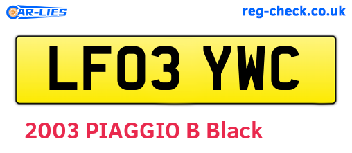 LF03YWC are the vehicle registration plates.