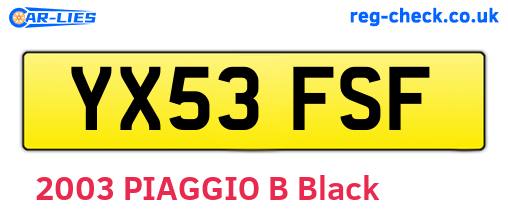 YX53FSF are the vehicle registration plates.