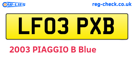 LF03PXB are the vehicle registration plates.