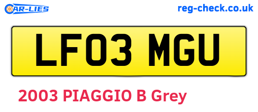 LF03MGU are the vehicle registration plates.