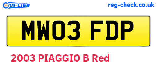MW03FDP are the vehicle registration plates.