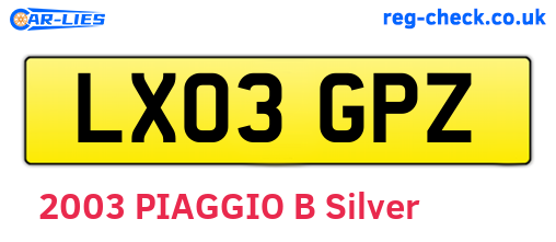 LX03GPZ are the vehicle registration plates.