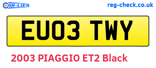 EU03TWY are the vehicle registration plates.