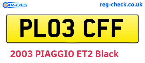 PL03CFF are the vehicle registration plates.