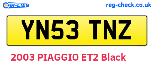 YN53TNZ are the vehicle registration plates.