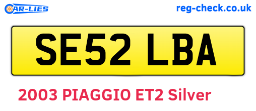SE52LBA are the vehicle registration plates.