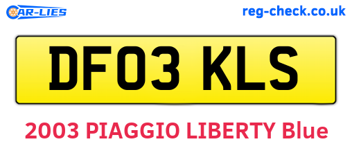 DF03KLS are the vehicle registration plates.