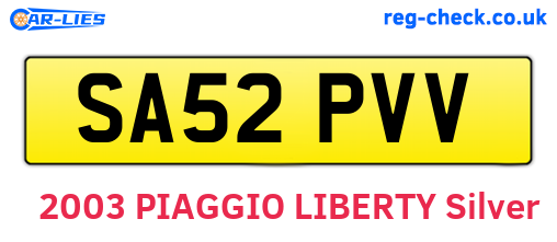 SA52PVV are the vehicle registration plates.