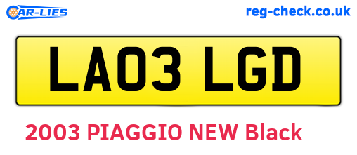 LA03LGD are the vehicle registration plates.