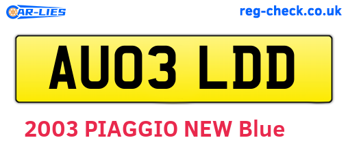 AU03LDD are the vehicle registration plates.