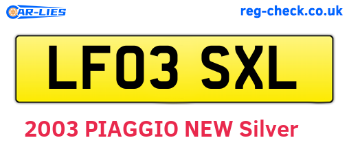 LF03SXL are the vehicle registration plates.