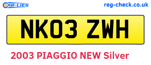NK03ZWH are the vehicle registration plates.