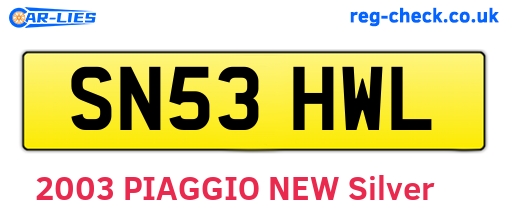 SN53HWL are the vehicle registration plates.