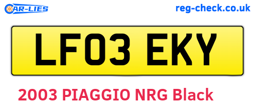 LF03EKY are the vehicle registration plates.