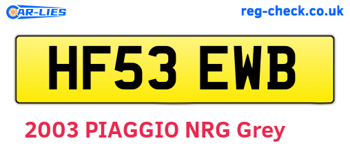 HF53EWB are the vehicle registration plates.