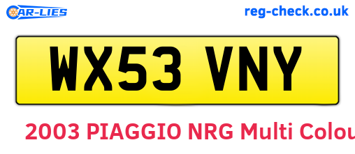WX53VNY are the vehicle registration plates.