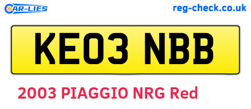 KE03NBB are the vehicle registration plates.