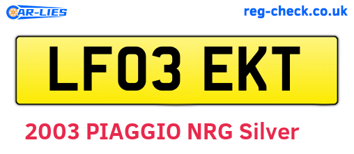 LF03EKT are the vehicle registration plates.