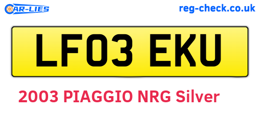 LF03EKU are the vehicle registration plates.