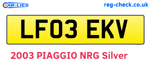 LF03EKV are the vehicle registration plates.