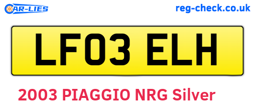 LF03ELH are the vehicle registration plates.