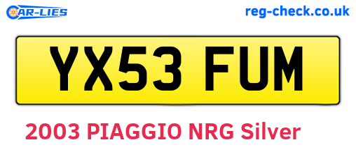 YX53FUM are the vehicle registration plates.